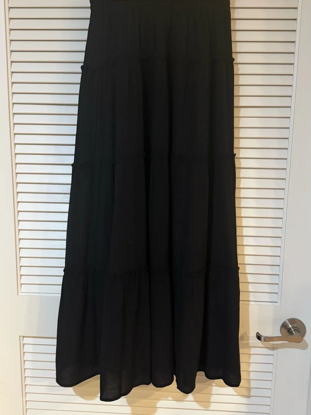 SO Black Tiered Ruffle Maxi Skirt Size Small 3/4 length